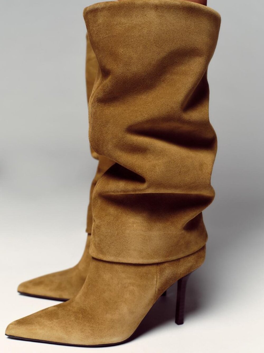 ZARA New Suede High Shaft Stiletto Heel Boots Size 9 / 40